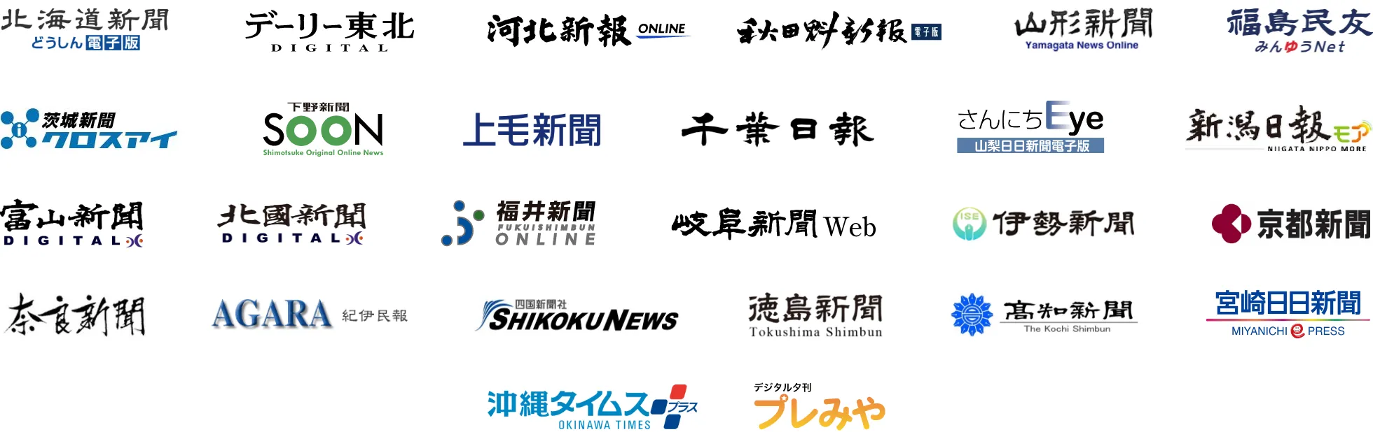 幅広いメディアの例