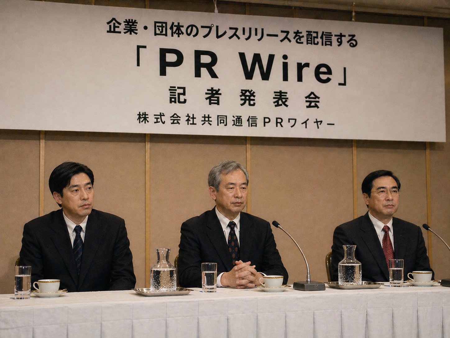 2001年9月のサービス開始時の記者発表（再現イメージ）