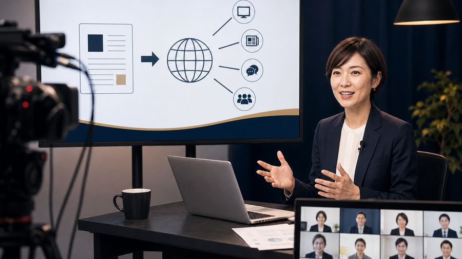 オンライン説明会で資料を示しながら解説する担当者