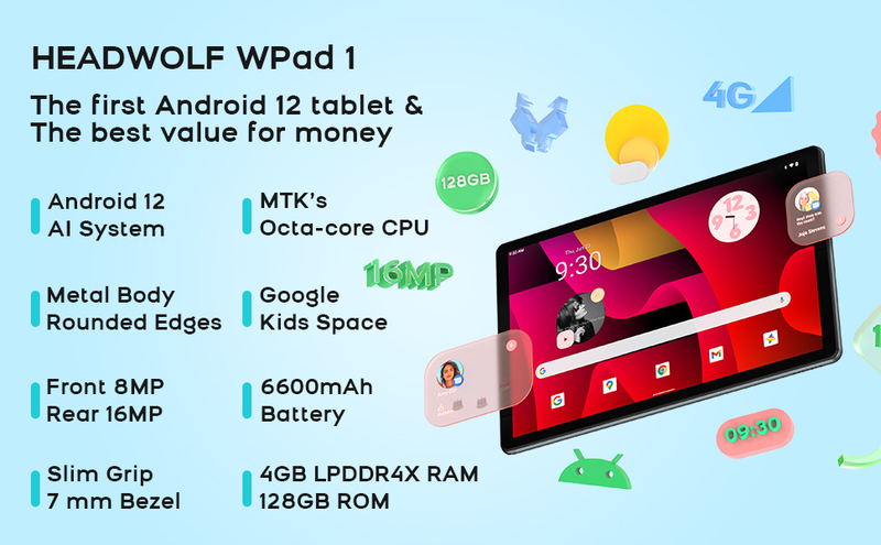 Headwolf WPad1 Android 12タブレット10インチ