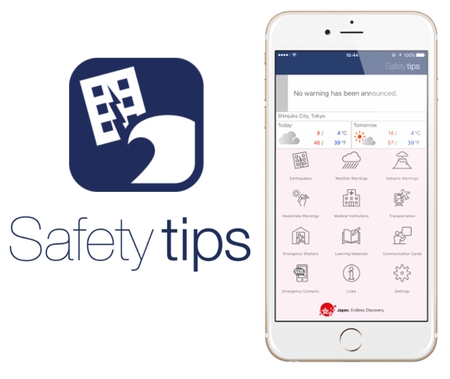 訪日外国人向け災害時情報提供アプリ「Safety tips」