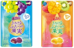 「果汁グミとろけるふたつの果実」グレープ＆マスカットジュレ／キウイ＆マンゴージュレ4月2日発売