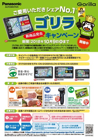 プレスリリース：パナソニック ポータブルカーナビ「ゴリラ」新商品発売キャンペーンを実施中！（共同通信PRワイヤー） | 毎日新聞