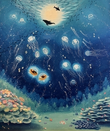 Lassen 海洋生物 アート作品 アートホテル大阪ベイタワー 海洋生物と猫の物語を描くアーティスト