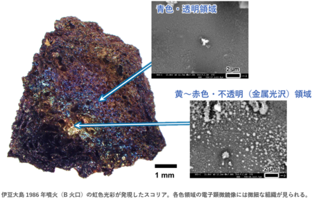 構造色がつくる輝く火山噴出物