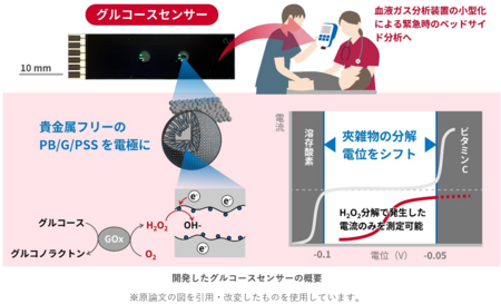 血糖値測定用の電極を開発