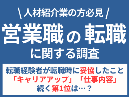 【人材紹介業の方必見】転職経験者が転職時に妥協したこと「キャリアアップ」「仕事内容」続く第1位は…？