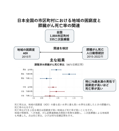 地域の困窮度と膵臓がん死亡率の関連を日本全国で検討(2015~2022)